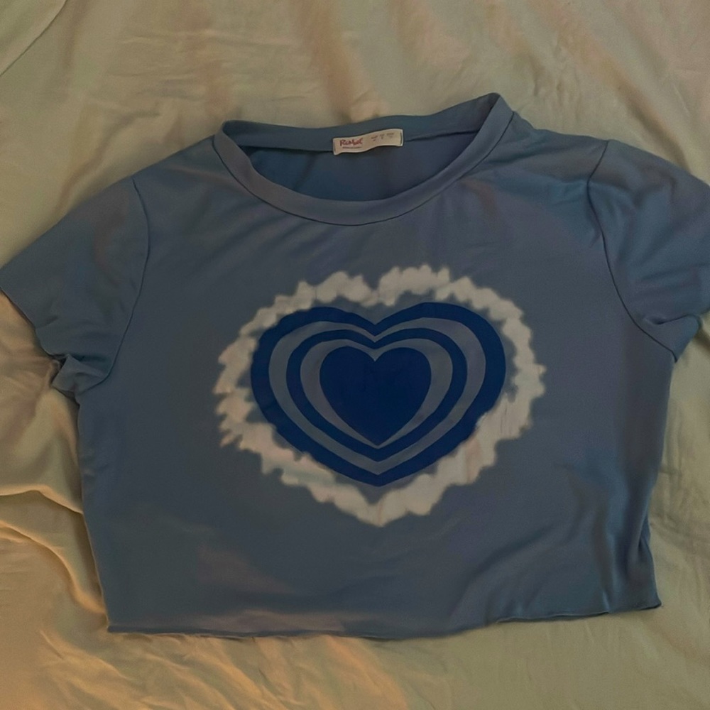 Blue heart romwe crop top